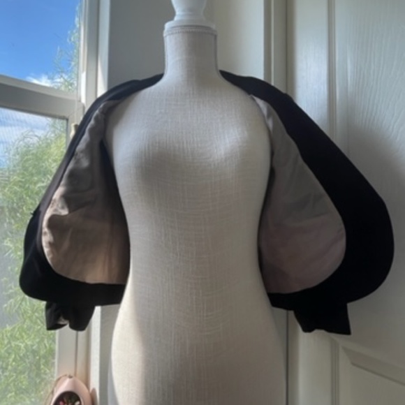 My Bajee Collection By Be Cool | Black Satin Lined Ruched Sleeve Blazer Jacket - Picture 6 of 10